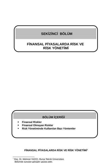 Finansal Piyasalardaki Risk Yönetimi: Türev Ürünlerin Rolü ve Etkin Kullanımı